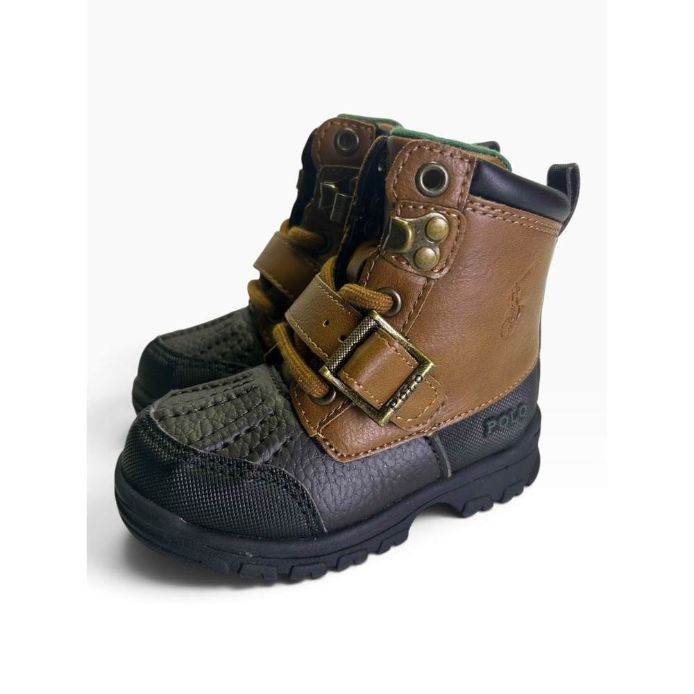 Polo Ralph Lauren Coley Mid II Snow Boots Boys Toddler Size 5 Brown Winter Warm